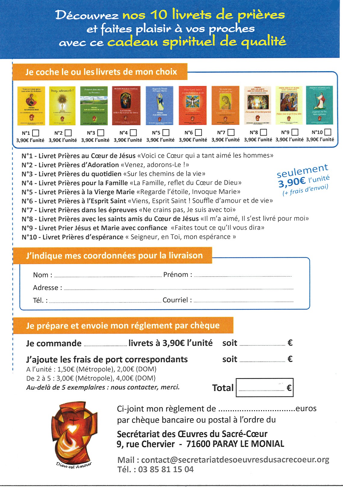 livrets de prière